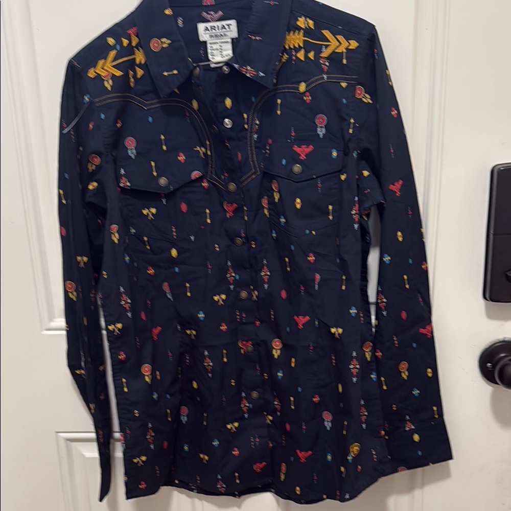 Ariat Black Western Shirt with Colorful Embroidery